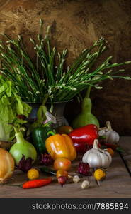 still life Vegetables, Herbs and Fruit as ingredients in cooking.