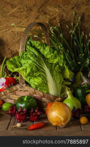 still life Vegetables, Herbs and Fruit as ingredients in cooking.