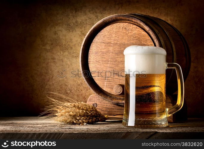 Still life with beer on a textured background