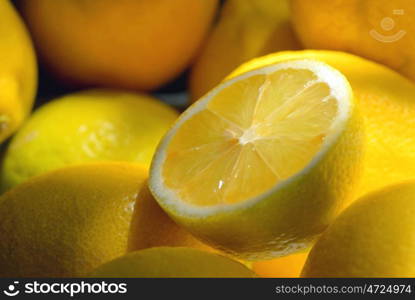 Still life with fresh lemons with natural light