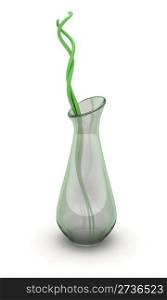 Still life with glass vase and green twig