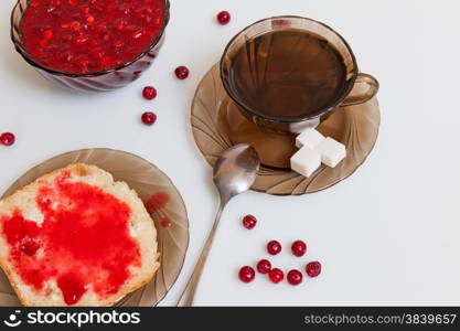 Still life with tea and cranberry