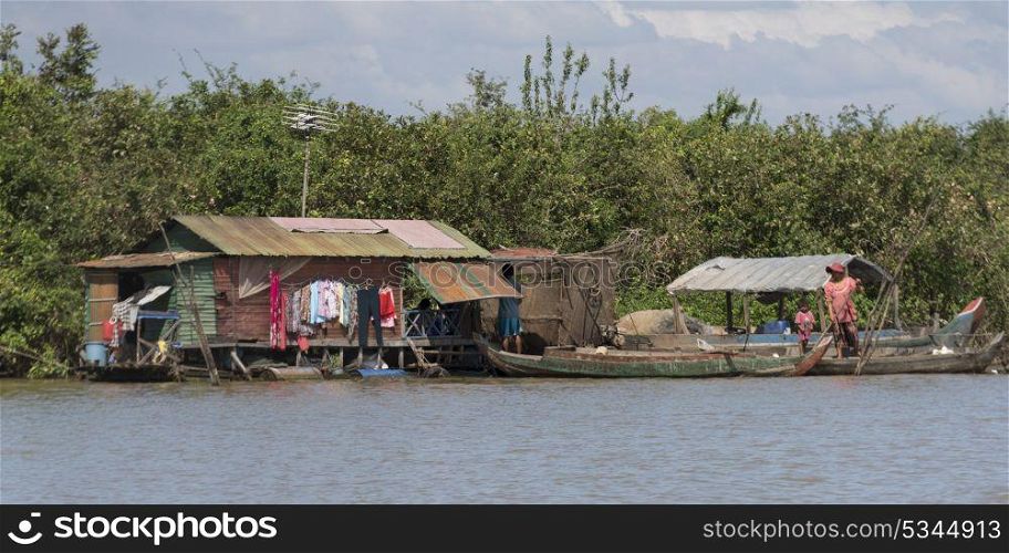 Stilt house on Tonle Sap lake, Kampong Phluk, Siem Reap, Cambodia . Stilt house on Tonle Sap lake, Kampong Phluk, Siem Reap, Cambodia