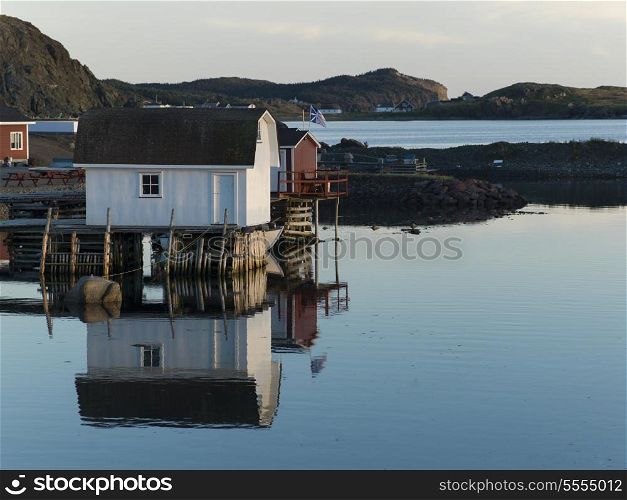 Stilt houses along coast, Twillingate, South Twillingate Island, Newfoundland And Labrador, Canada