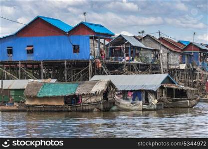 Stilt houses on Tonle Sap lake, Kampong Phluk, Siem Reap, Cambodia . Stilt houses on Tonle Sap lake, Kampong Phluk, Siem Reap, Cambodia