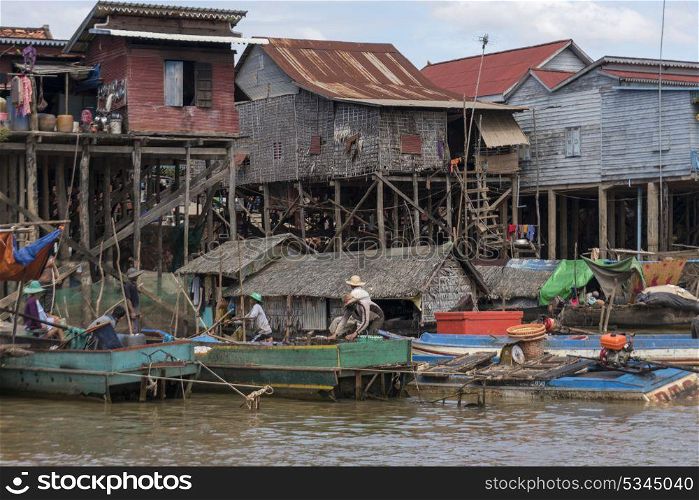 Stilt houses on Tonle Sap lake, Kampong Phluk, Siem Reap, Cambodia . Stilt houses on Tonle Sap lake, Kampong Phluk, Siem Reap, Cambodia