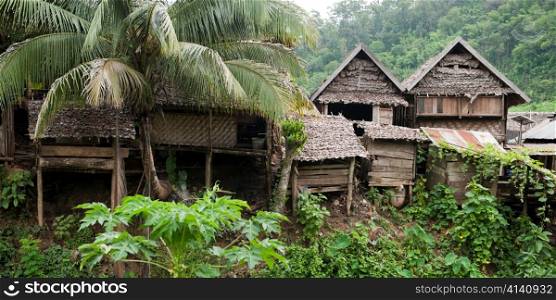 Stilt thatched roofed houses at Huay Pu Keng, Mae Hong Son Province, Thailand