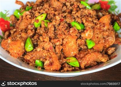 Stir-fried of Spicy Pork with Stink Beans,thai food