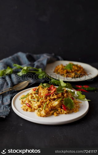 Stir fried squid with curry powder, Thai food