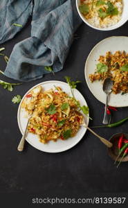 Stir fried squid with curry powder, Thai food  