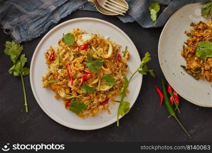 Stir fried squid with curry powder, Thai food  