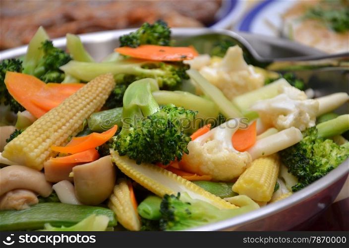 Stir-fry of various type of vegetable in a wok. Stir-fry of various type of vegetable