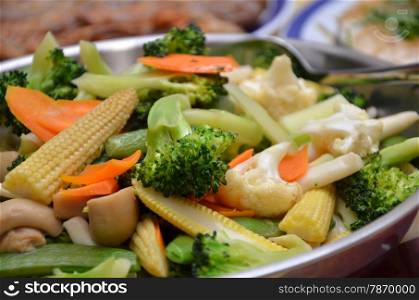 Stir-fry of various type of vegetable in a wok. Stir-fry of various type of vegetable