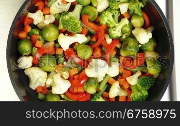 Stir Fry Vegetables, Closeup, Shooting From Above