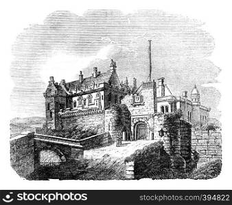 Stirling Castle View, vintage engraved illustration. Colorful History of England, 1837.