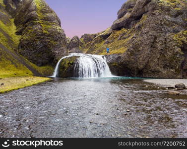 Stjornarfoss waterfall near Kirkjub?jarklaustur - Kleifar, or simply Klaustur, Iceland