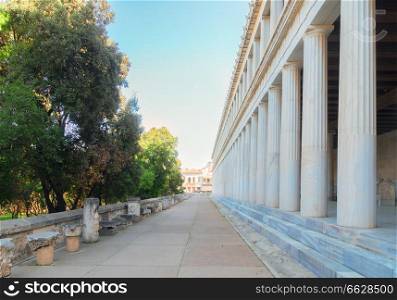Stoa of Attalos in The Ancient Agora of Classical Athens, Greece. Agora of Athens, Greece