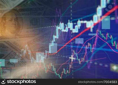 Stock exchange chart graphs - Finance business background