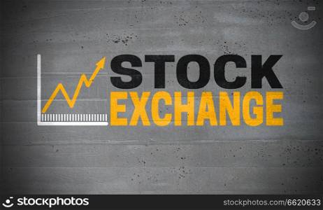 Stock Exchange logo on concrete wall concept background.. Stock Exchange logo on concrete wall concept background