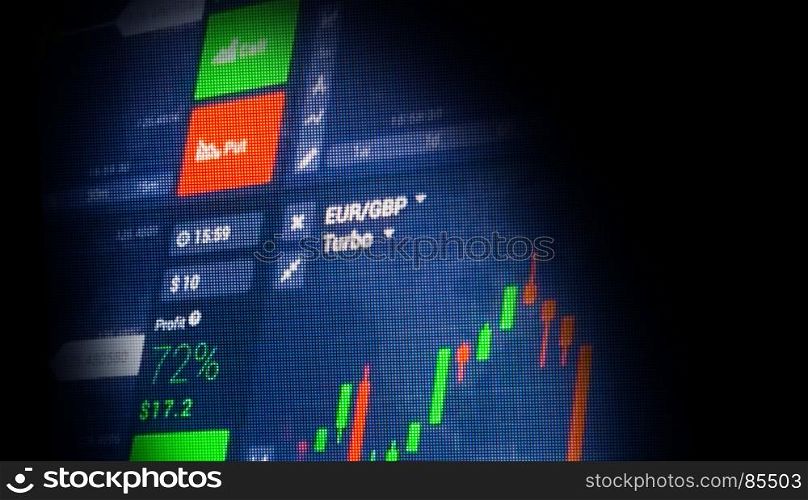 Stock market chart, Stock market data in blue on LED display concept