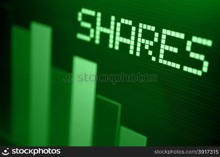 Stock Market - Column Going Down on Green Display