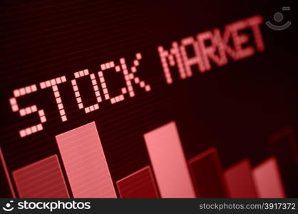 Stock Market - Column Going Down on Red Display - Shallow Depth Of Field