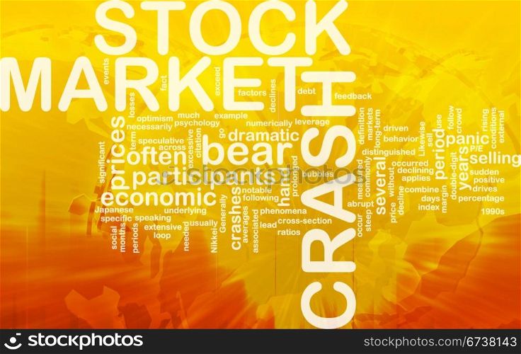 Stock market crash background concept. Background concept wordcloud illustration of stock market crash international