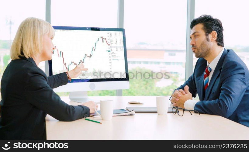 Stock market data chart analysis by ingenious computer software . Investment application display stock market chart on the computer screen and advise trading decision .. Stock market data chart analysis by ingenious computer software