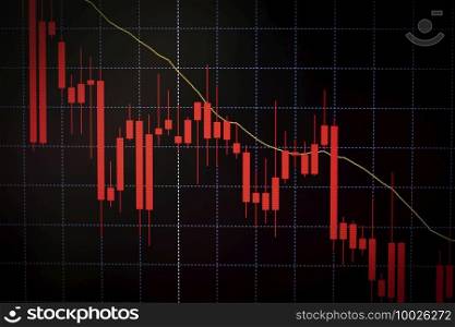 Stock market digital graph chart business indicator stock exchange trading analysis investment financial on display crisis stock crash down and grow up gain and profits financial impact or forex graph