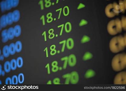 Stock market digital number chart business indicator stock exchange trading analysis investment financial on display crisis stock crash down and grow up gain and profits financial