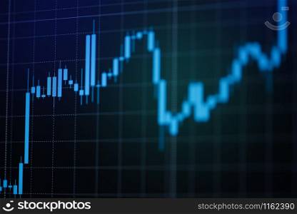 Stock market exchange graph price with investment of business financial digital background / Candle stick charts stock or forex trading indicator on computer monitor for investors