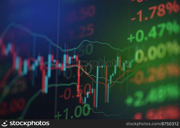 Stock market graph chart - stock exchange trading analysis investment financial display stock crisis crash down and grow up trand profits financial or forex graph stock market digital graph business