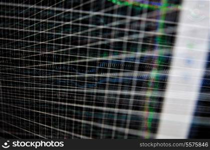 stock market graph on big lcd display closeup macro