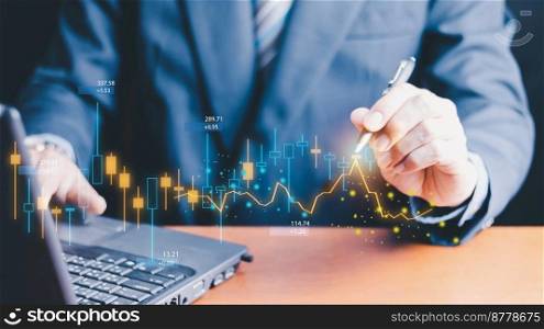 Stock Market Investments Funds and Digital Assets. businessman analyzing forex trading graph financial data from tablet. business finance technology and investment concept, technology Business finance