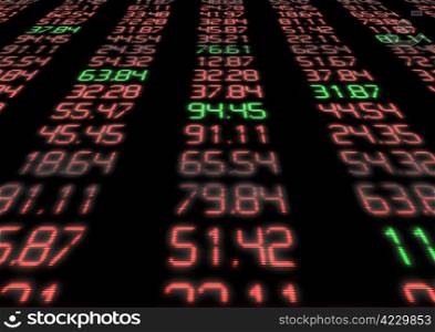 Stock Market - Red and Green Figures on Blue Display