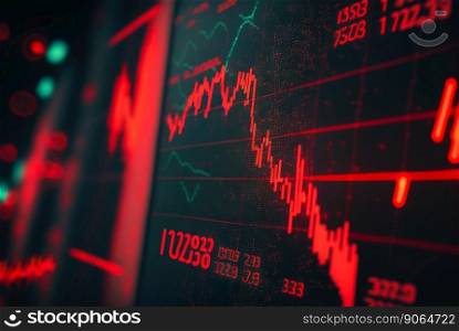 Stock market red graph. Falling stocks, bear graph. Generative AI.. Stock market red graph. Falling stocks, bear graph. Generative AI