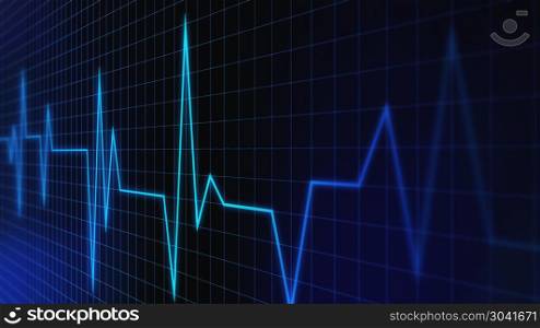 Stock market. Trading graph and chart in financial business inve. Stock market. Trading graph and chart in financial business investment or pulse in medical concept on blue. 3d abstract illustration background.. Stock market. Trading graph and chart in financial business investment or pulse in medical concept on blue. 3d abstract illustration background.