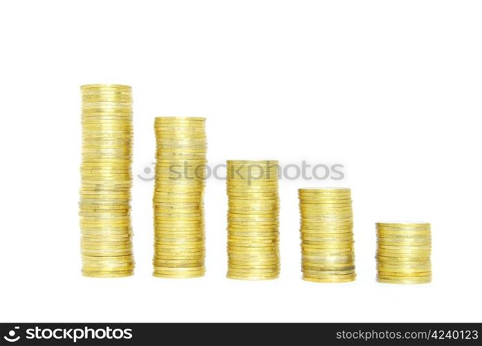 stock of coins isolated on a whiteness