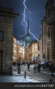 Stockholm is the capital and largest city in Sweden. Strong thunder and powerful flashes of lightning.. Stockholm is the capital Sweden
