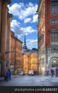 Stockholm. Old city. narrow streets and trees. Stockholm. Old city.