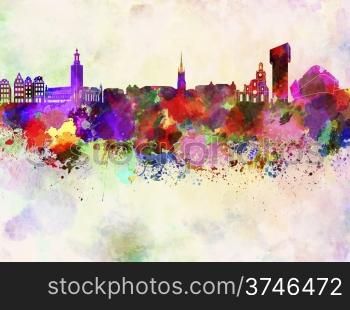 Stockholm skyline in watercolor background