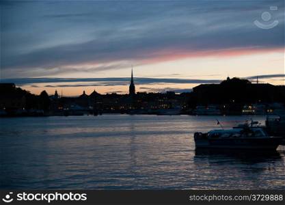 Stockholm sunset siluets and evening summer travel