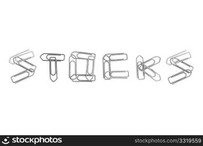 Stocks spelled as a word with paper clips