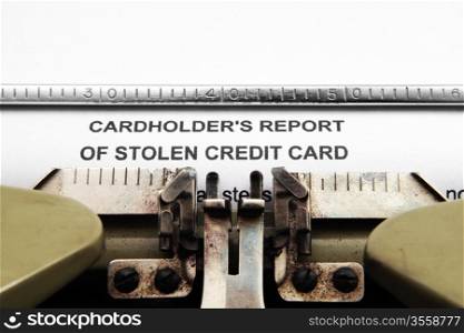 Stolen credit card report