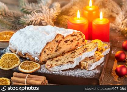 Stollen - traditional German bread eaten during the Christmas season