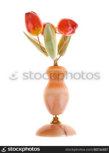 stone bouquet of tulips on a white background