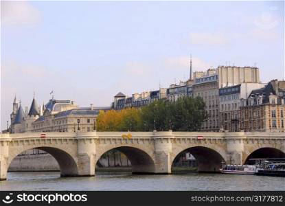 Stone bridge over Seine in Paris France