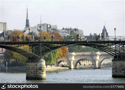 Stone bridges over Seine in Paris France