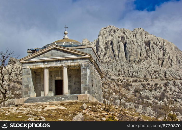 Stone church on Velebit mountain near Tulove grede, Croatia