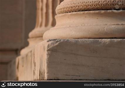 Stone column of an ancient historical building in Athens, Greece
